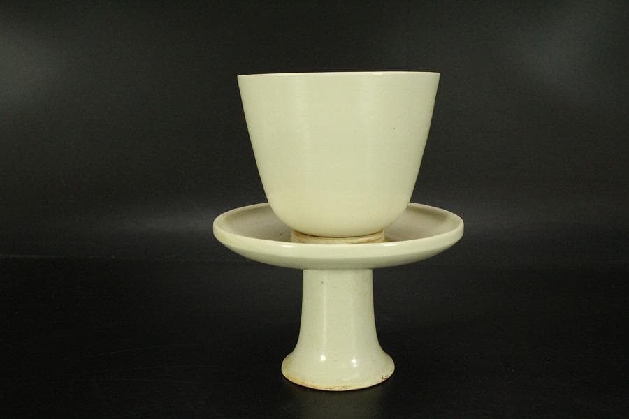 中国美術 白磁 碗 碗台 二件揃 φ12.5cm(LC512)