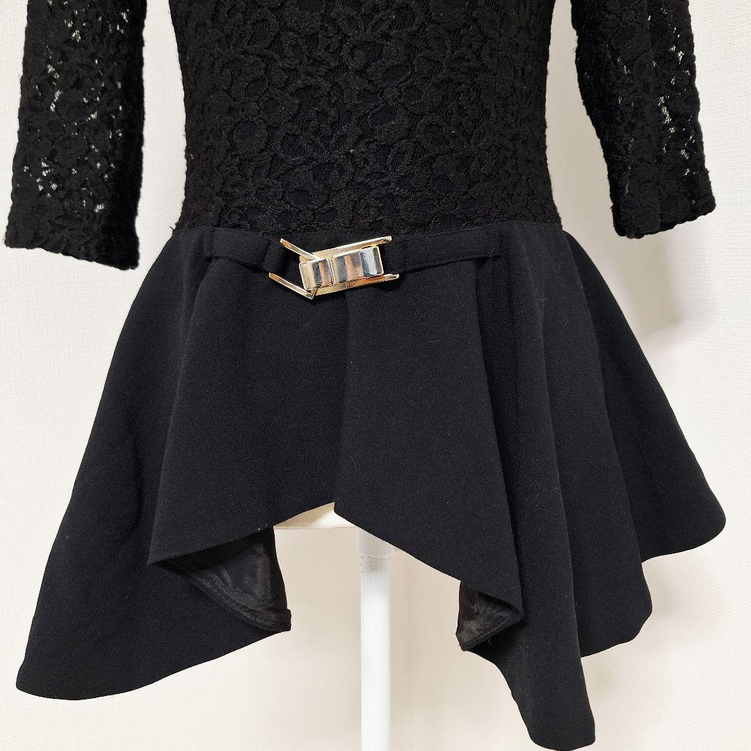 テナックス/Tenax 刺繍 ペプラム ワンピース【M】社交ダンス 切替 黒