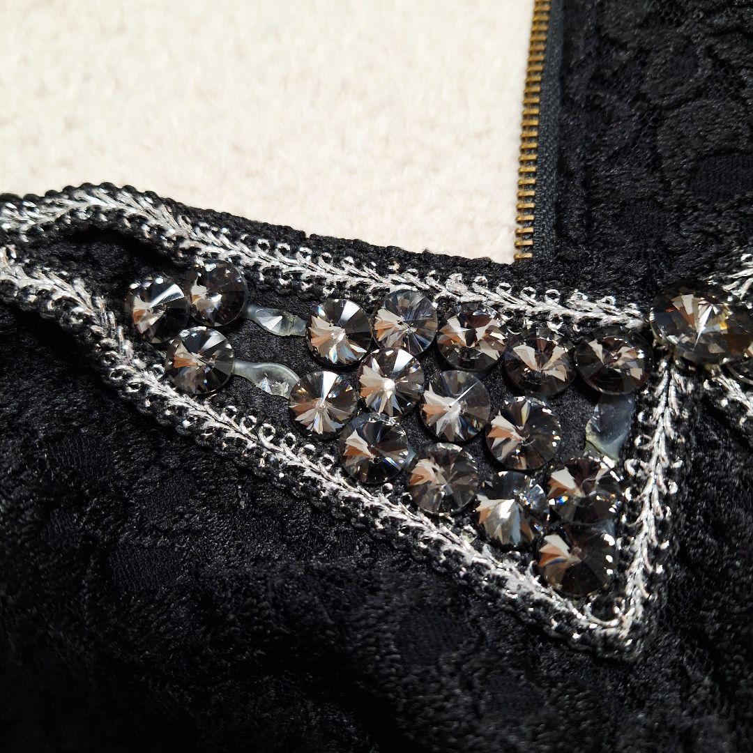 テナックス/Tenax 刺繍 ペプラム ワンピース【M】社交ダンス 切替 黒