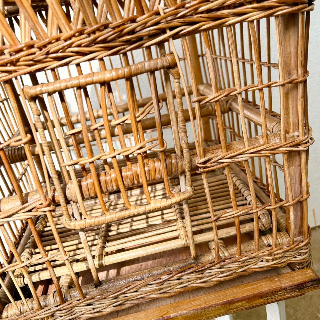 ヴィンテージ ◆ ハンギング ラタン鳥籠 ◆ 鳥かご バードケージ