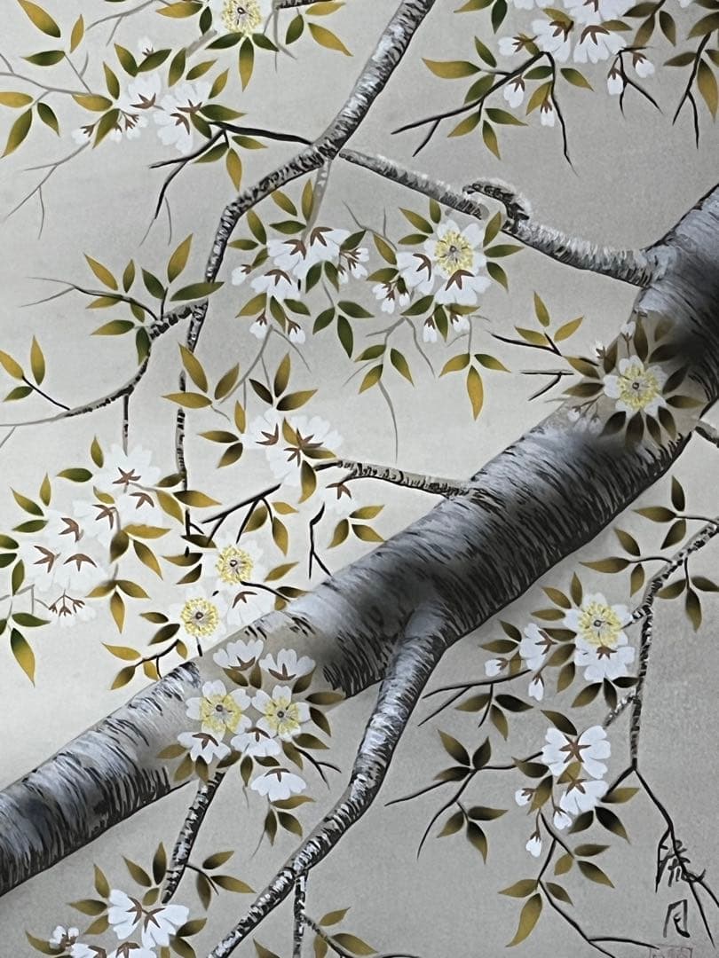 【月下桜】流月作掛け軸　レプリカ　木箱有り