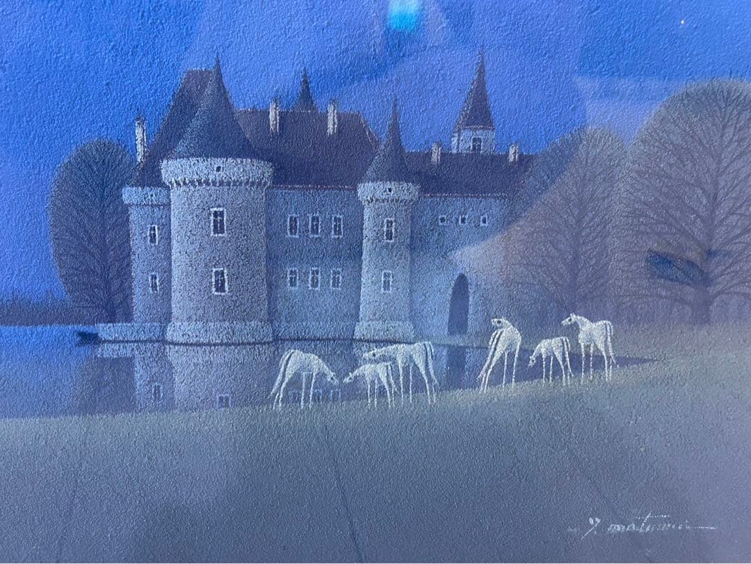 松浦敬文 作 『水辺の城』6号 肉筆画