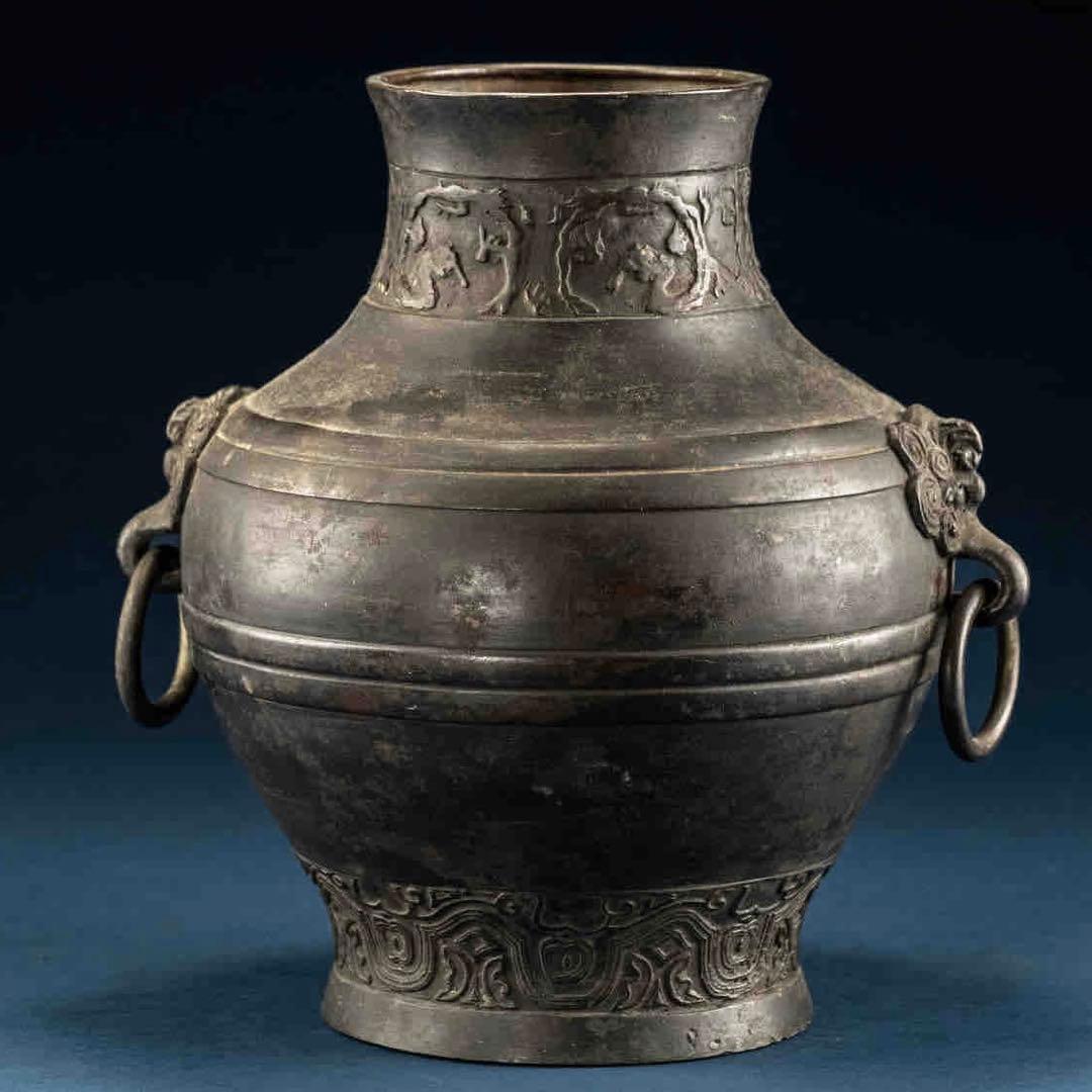 中国古美術　壺　花瓶　古銅製　アンティーク　骨董品