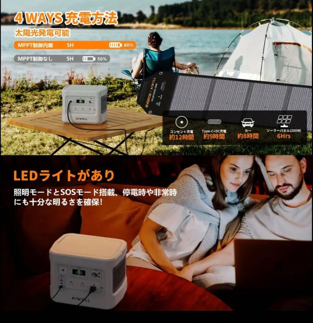 AIWOLL ポータブル電源 リン酸鉄リチウム 1531Wh 1200W