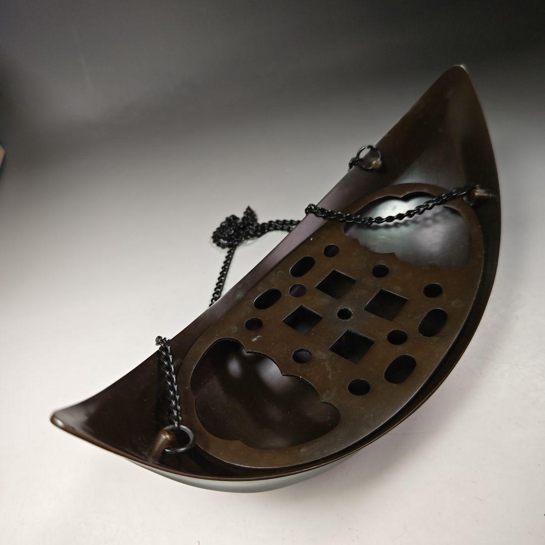 イ724 花入『釜屋　二代　藤井喜左衛門』『砂張銅　釣舟　共箱』花器　花瓶茶道具