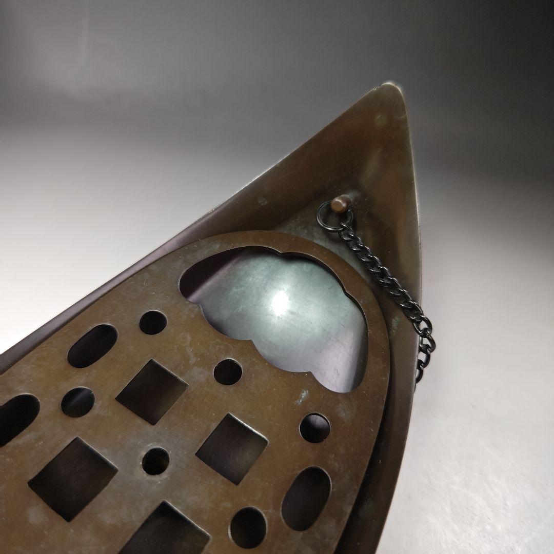 イ724 花入『釜屋　二代　藤井喜左衛門』『砂張銅　釣舟　共箱』花器　花瓶茶道具