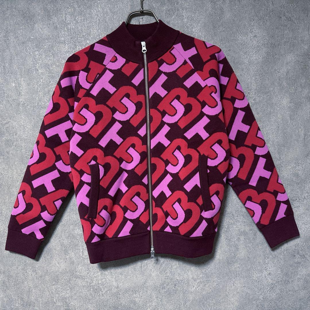 Jack Bunny ジャックバニー総柄 ロゴ ニット ジャケット レッド系 0