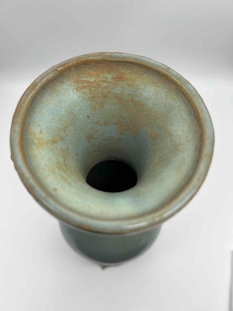 北宋時代　鈞窯広口双龍耳台座型香炉 天青釉瓶　窯変釉尊 水注(C-62)