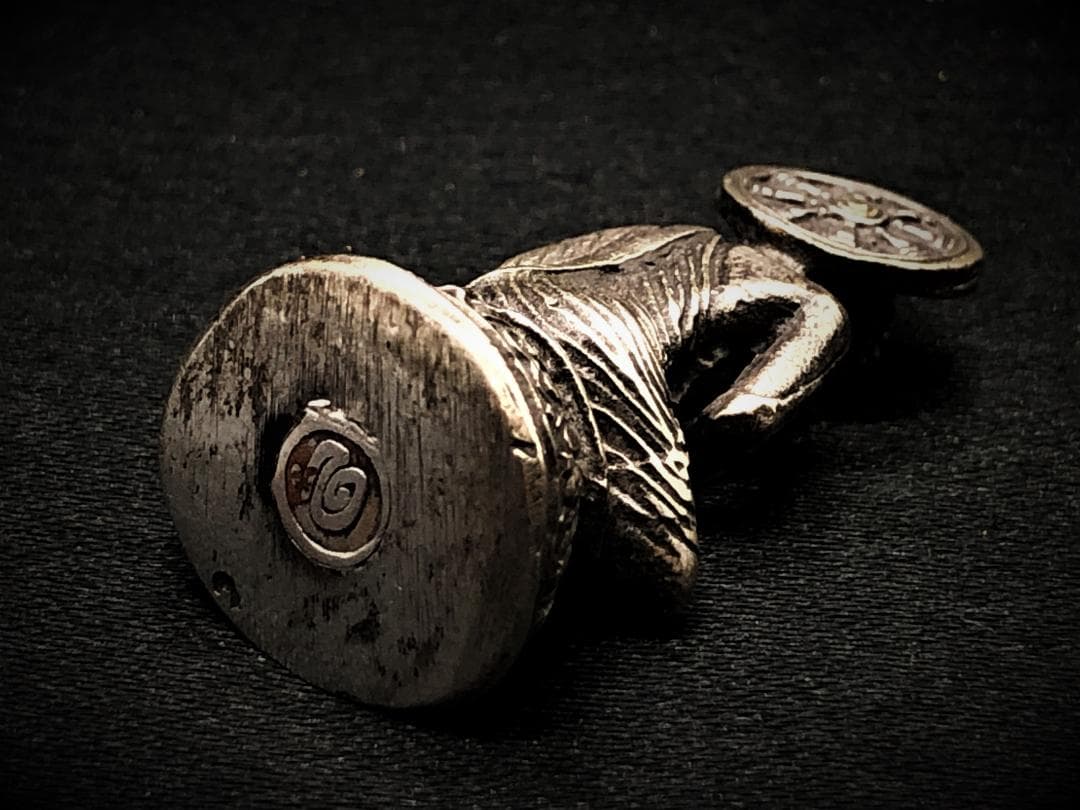 【 タイ鍍銀仏 】　骨董携行仏　ブラーフミー系文字刻