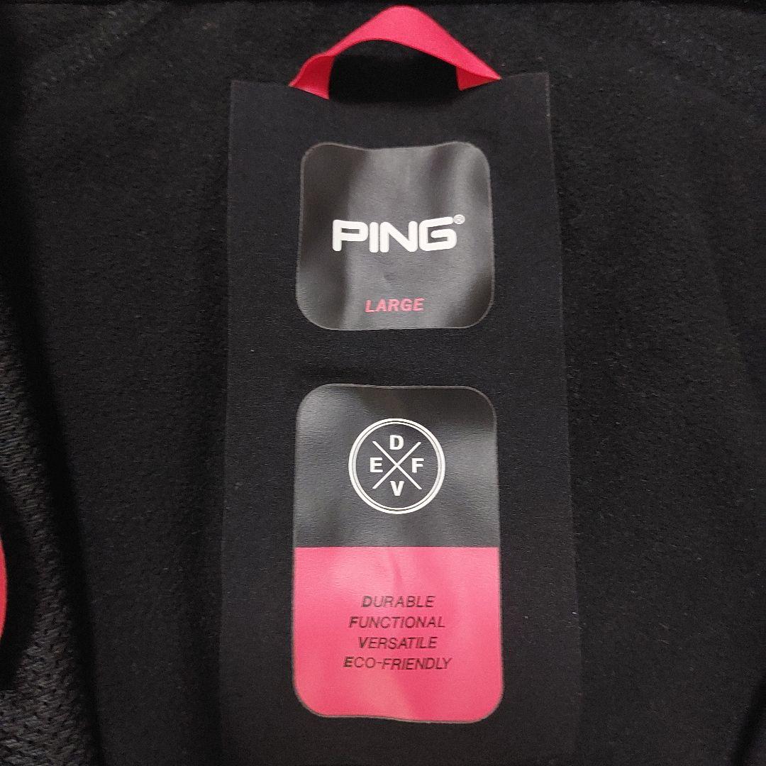 PING POLARTEC 裏起毛 薄手 ベスト ダブルジップ 黒 Lサイズ