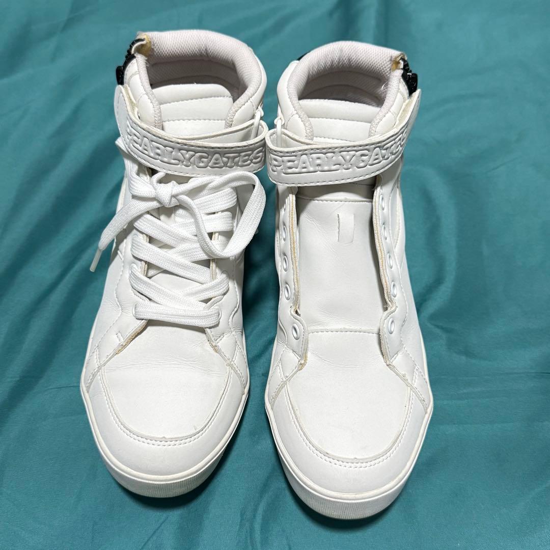 美品PEARLY GATES ゴルフシューズ 23.5cm サイドジップホワイト