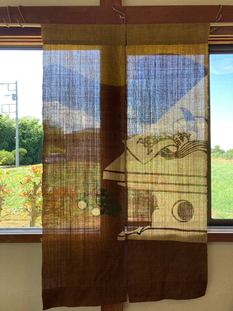 暖簾　型染め　自然布　麻　苧麻　手績み　民藝　芹沢銈介