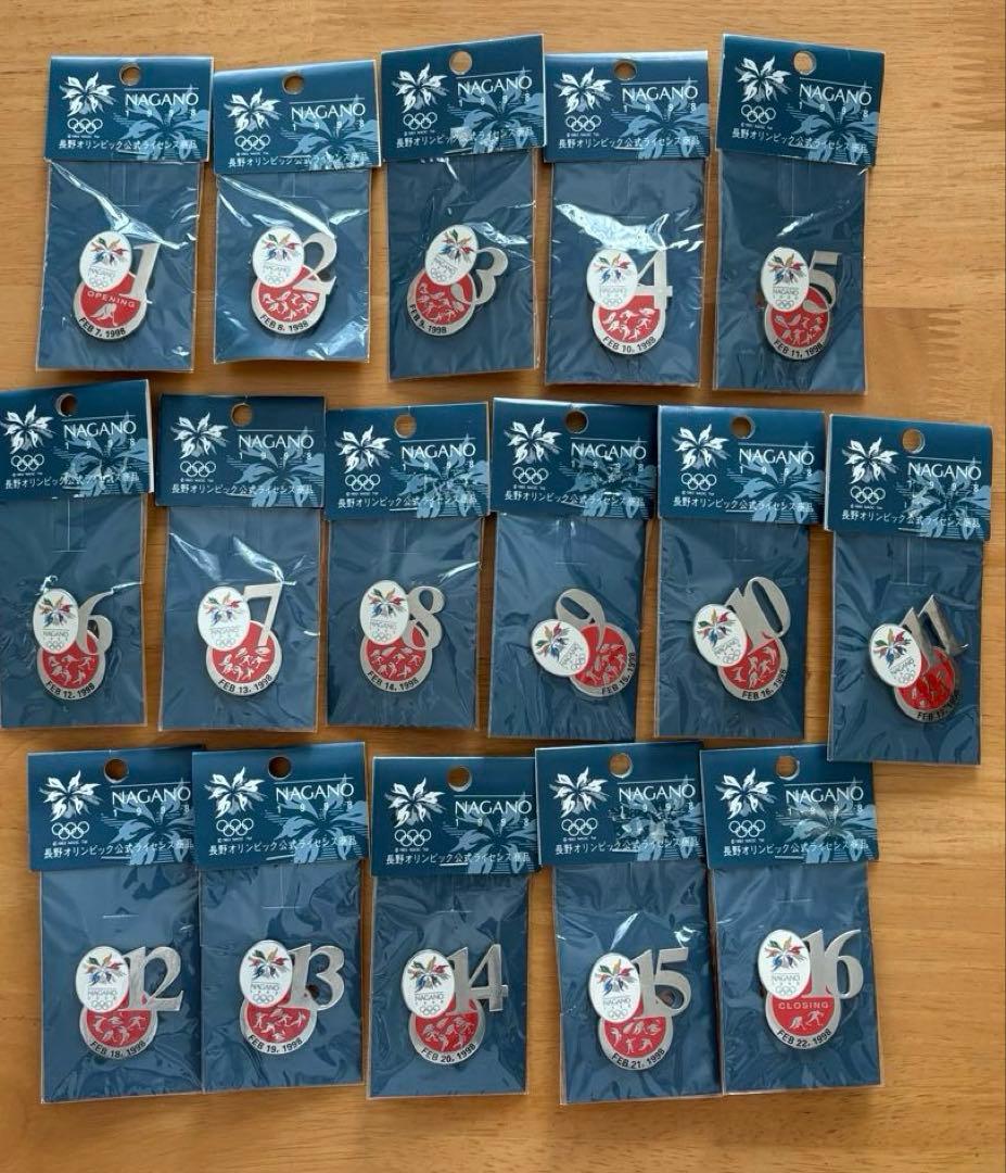 長野オリンピック　開催期間中　記念日ピンバッジ　16個セット
