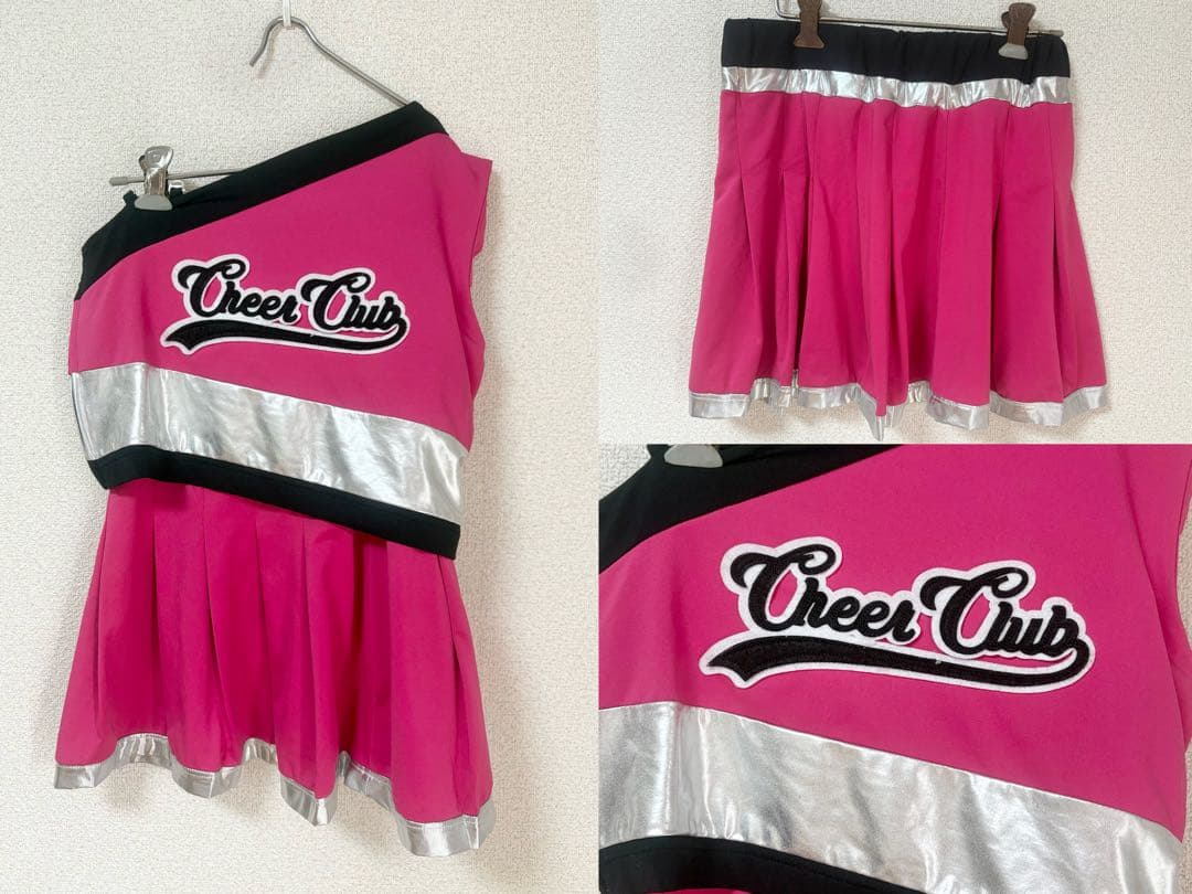 Cheer Club Lサイズ チアリーディング衣装 赤 ピンク2着セット