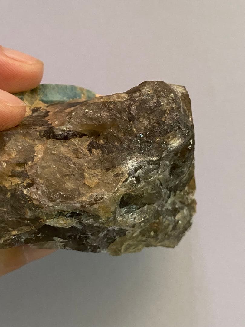 天然石　エメラルド　スモーキークォーツ　共生　原石　クラスター　大きめ