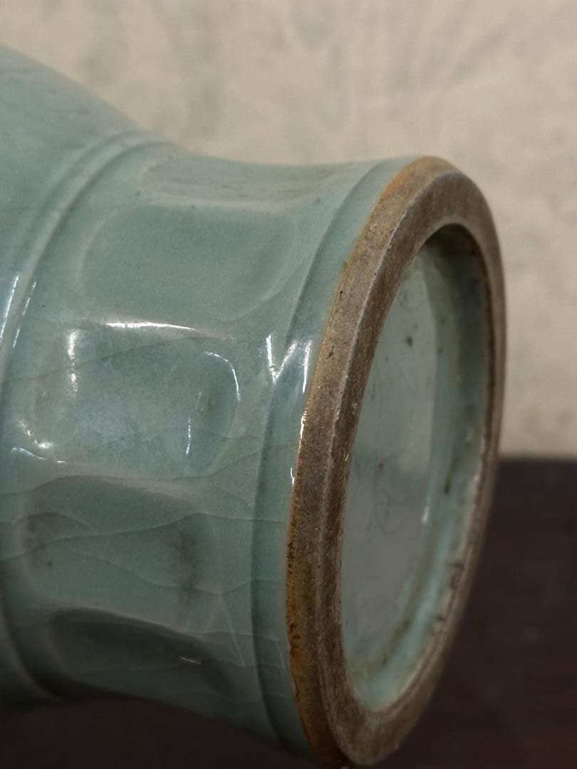 中國古美術 青磁花瓶 龍泉窯 茶道具 煎茶器 置物