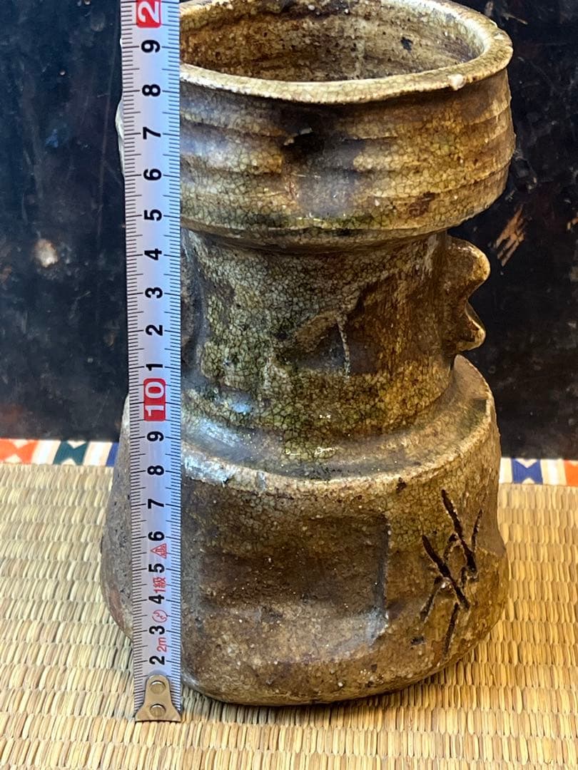 ［珍品］￼伊賀焼、江戸期、自然柚、耳付き花瓶　送料込み