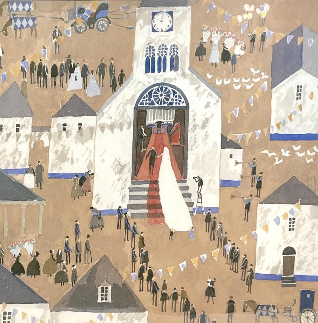 【新品】安野光雅「結婚式」ポスター 複製画　額付 あんのみつまさ