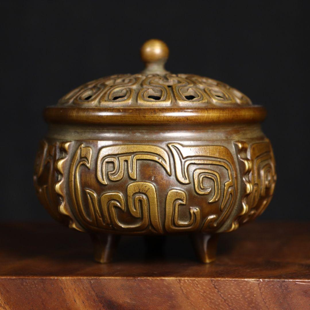 三足龍紋香炉 焼香香炉 茶道香炉 仏具 銅製品 装飾品 工芸品 置物