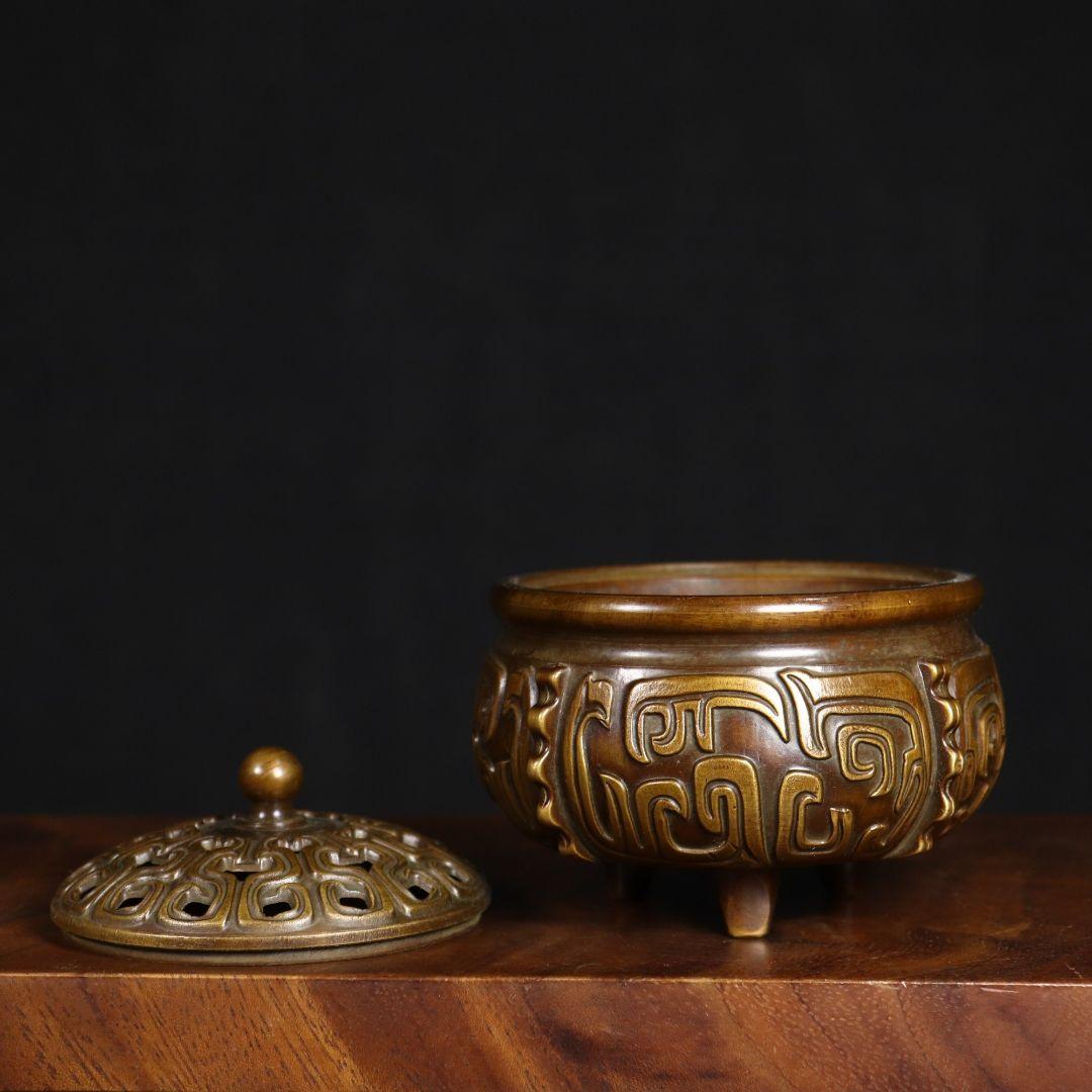 三足龍紋香炉 焼香香炉 茶道香炉 仏具 銅製品 装飾品 工芸品 置物