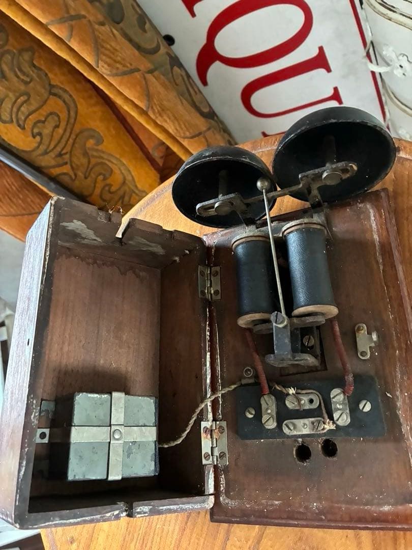 フランス　アンティーク　壁掛け式　電話機用　ベル　木製　呼び鈴　Bell 2個