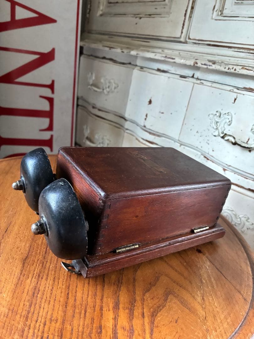 フランス　アンティーク　壁掛け式　電話機用　ベル　木製　呼び鈴　Bell 2個