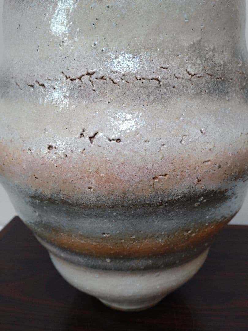 【人間国宝】清水卯一 三色壷 高さ約34cm！特大花瓶 師:石黒宗麿