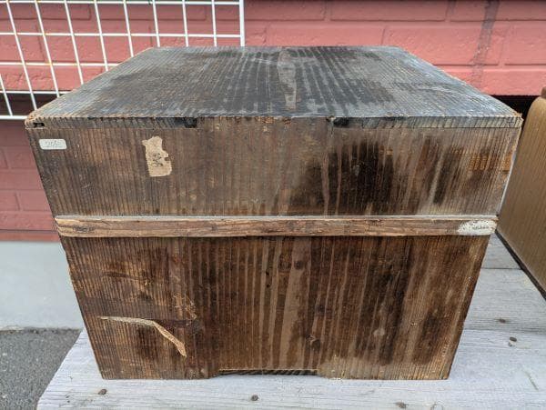 Y【中古】昭和レトロ 木製 囲炉裏 五徳 古道具 火鉢？専用木箱有り