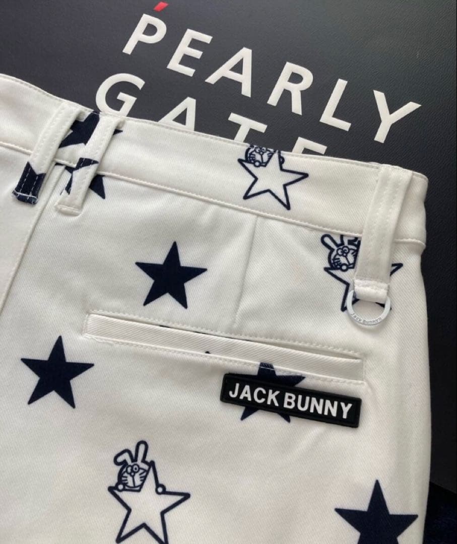 新品 パーリーゲイツ ジャックバニー ドラえもん ストレッチ裏起毛パンツ5 L白