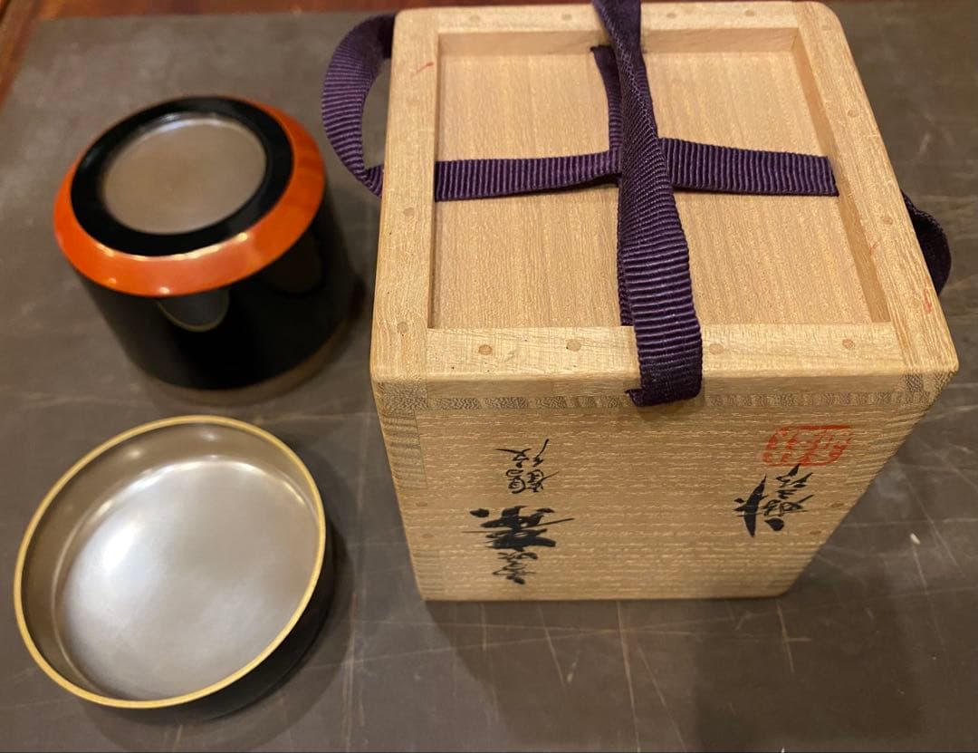 美品　輪島塗　棗　蒔絵・鶴紋　　　　鈴谷鐵五郎作 茶道具・ヴィンテージ