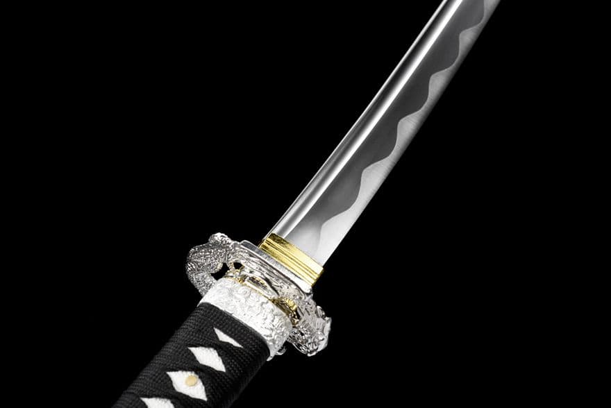 武具　刀装具　日本刀　模造刀   居合刀 銀竜武士刀（炭素鋼）