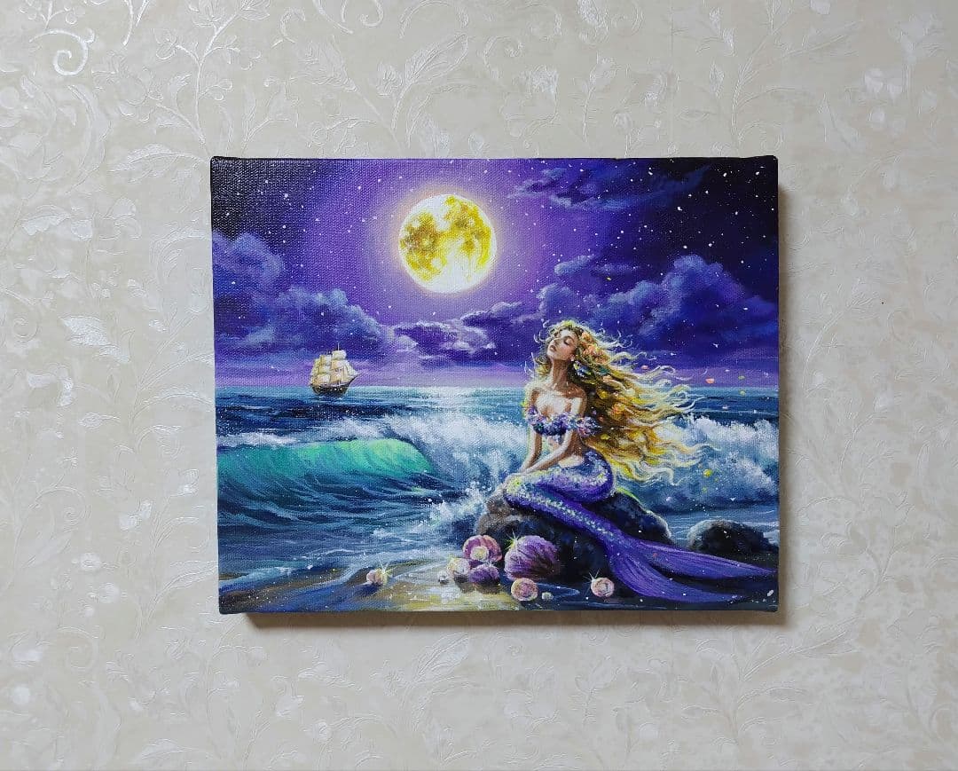 m*n様 【月光を浴びて】アクリル画 F3 風景画 絵画