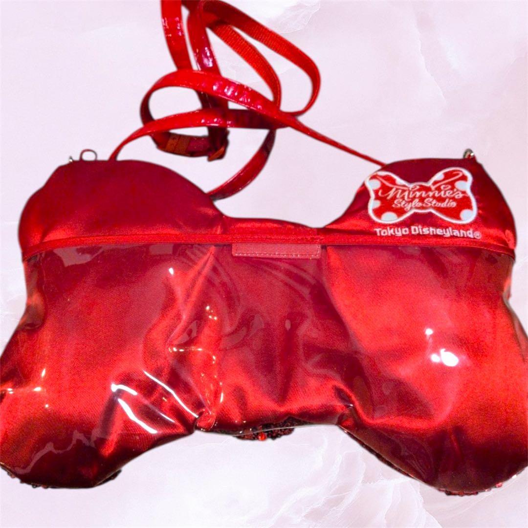 ミニー　ショルダーバッグ　スパンコール　リボン　水玉
