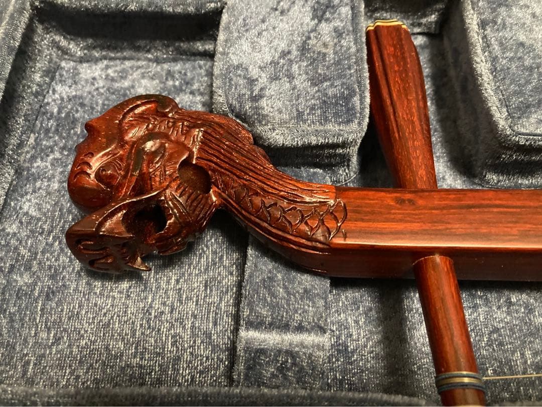 新品未使用 龍頭彫刻 中胡/中国輸入品 低音二胡