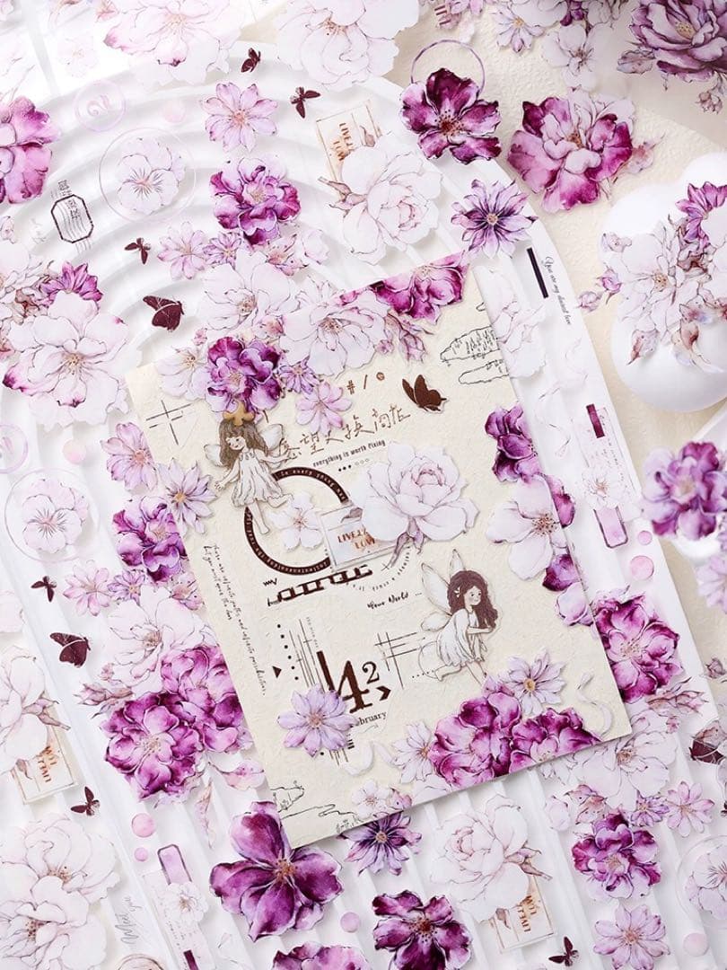 新品　薔薇花礼　PET亮面花マスキングテープ　マステ　6m