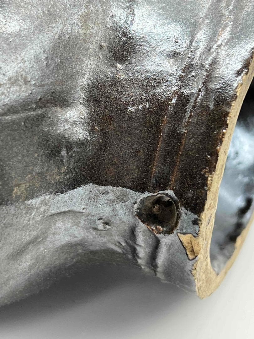 金～元時代 褐黑釉 木の葉文　大扁壺　花入　花瓶　茶道具(B-66)