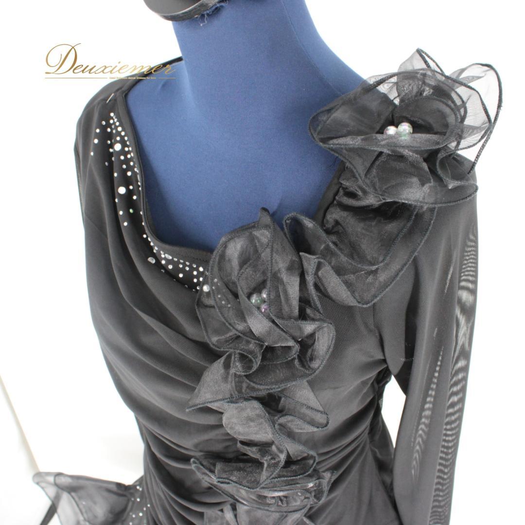 【美品 社交ダンス衣装】上下セット ICHIOKU 黒 ブラック ラインストーン