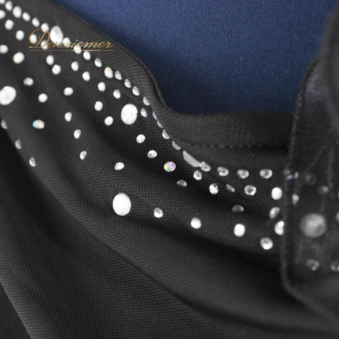 【美品 社交ダンス衣装】上下セット ICHIOKU 黒 ブラック ラインストーン