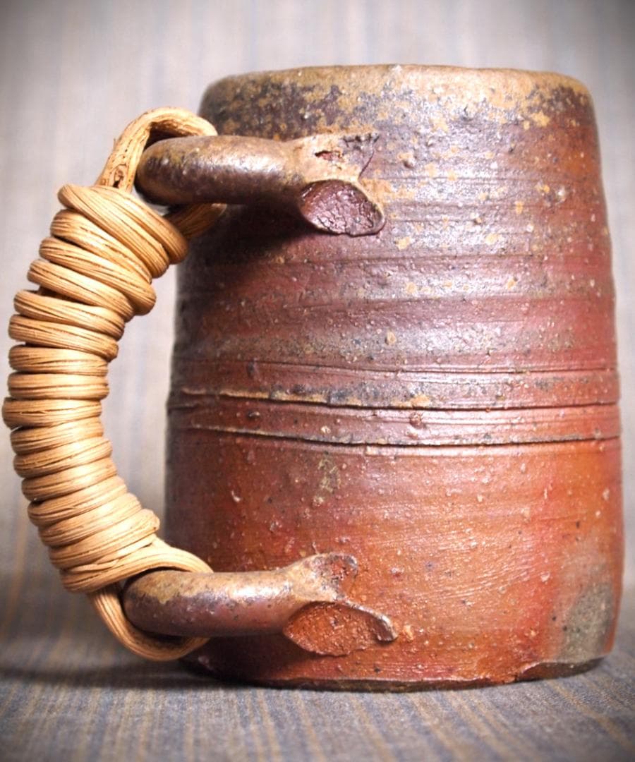 希少作★金重晃介【師＆父：人間国宝　金重陶陽】備前ビアジョッキ