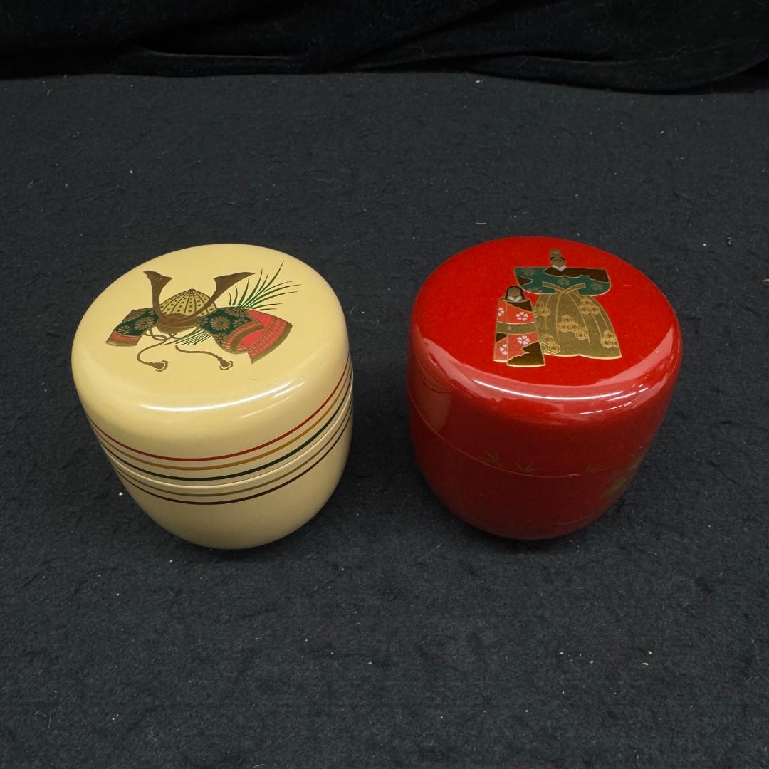茶道具 中谷秀斉　二節句棗 共箱二重箱 共布　美品