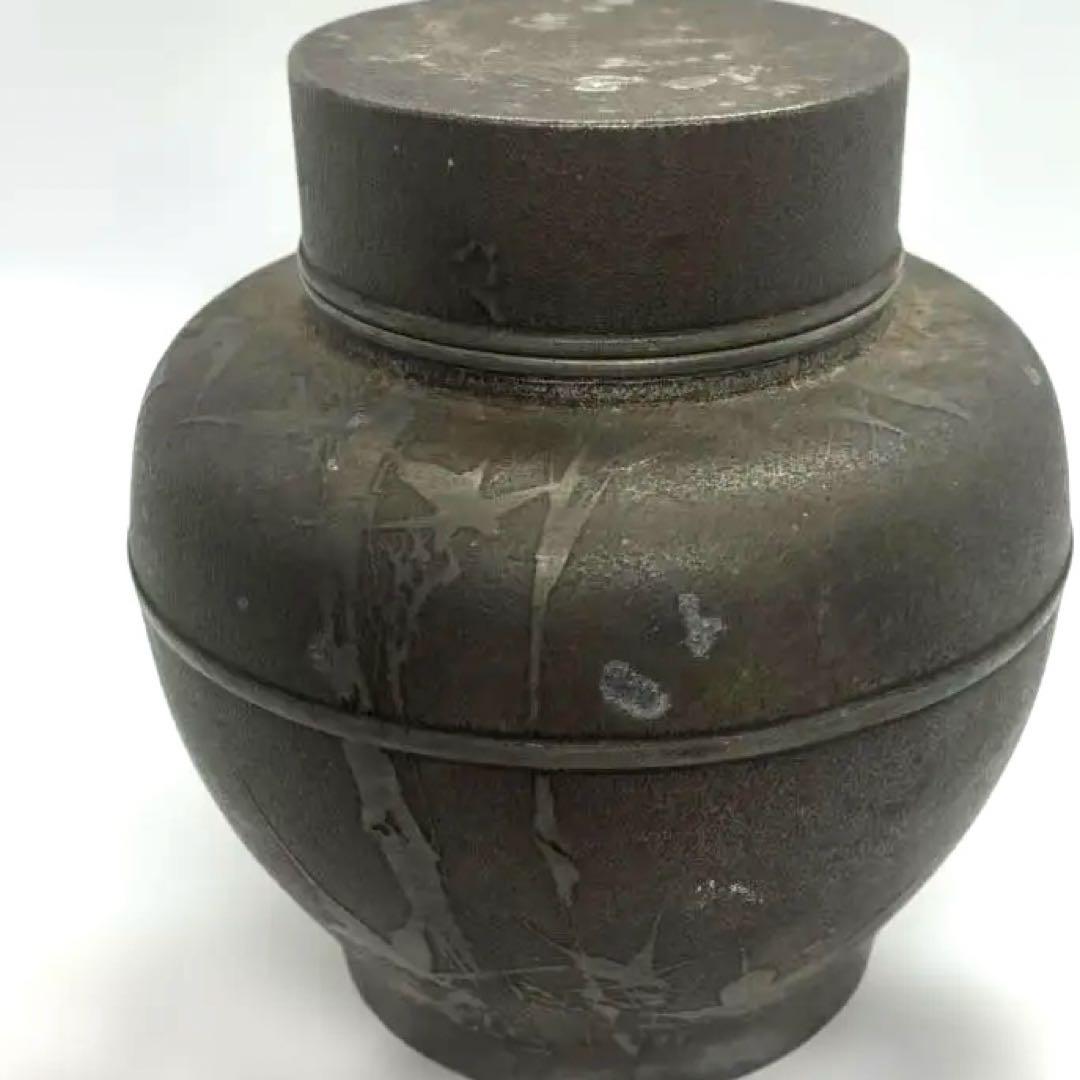 中国美術 煎茶 唐物 古錫 茶入 萬壽堂造　時代物 古美術