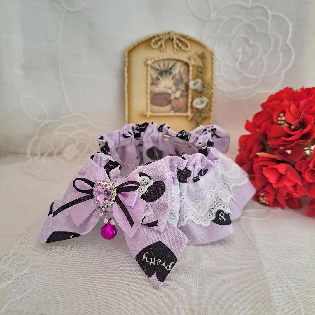 はる、幅広シュシュバレンタインハート柄(グリーン)わんちゃん猫ちゃん用