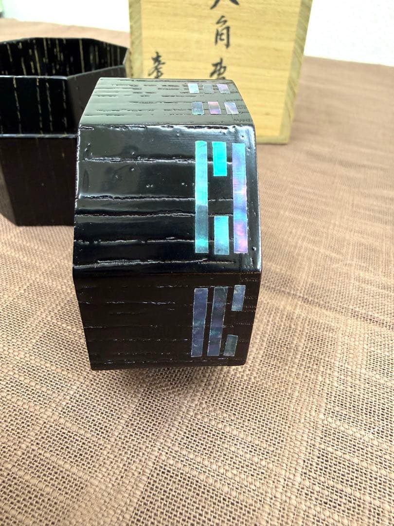 高橋峯房　八角棗　共箱　青貝　八卦文　　 美品　茶道具　茶入
