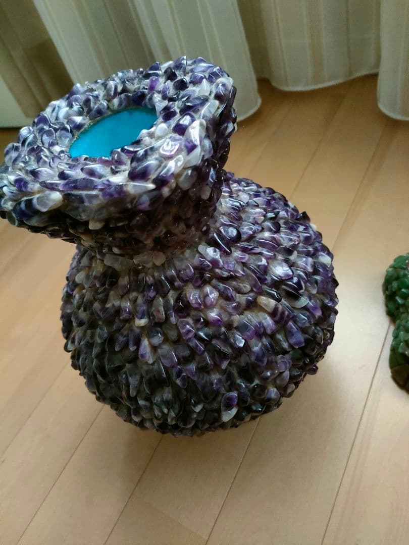 アメジスト装飾　花瓶　中国　骨董　置き物　彫刻　縁起物　オブジェ