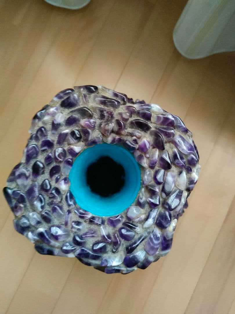 アメジスト装飾　花瓶　中国　骨董　置き物　彫刻　縁起物　オブジェ