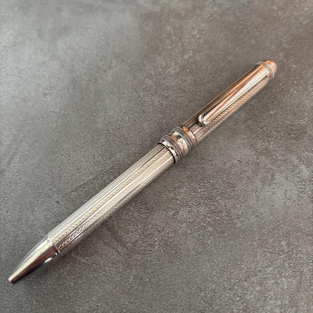 美品 プラチナ万年筆 ダブル３アクション シルバー925 アミジマ