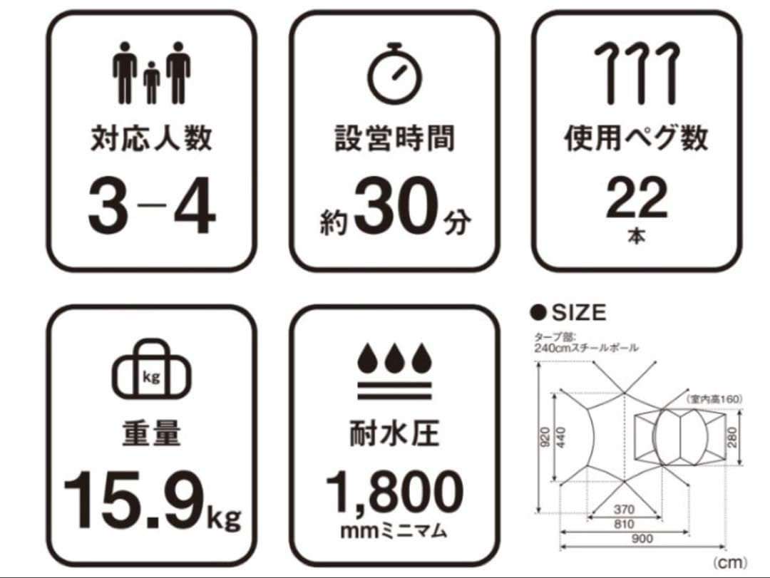 最安★美品【 peak】ランドネストM テントタープ シートマットセット