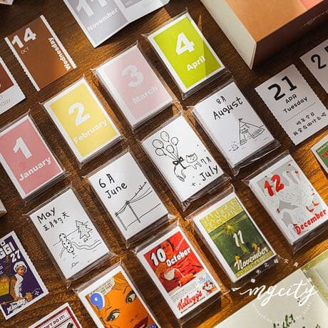 【在庫限り】2.蛇腹カレンダー2020 レトロ調