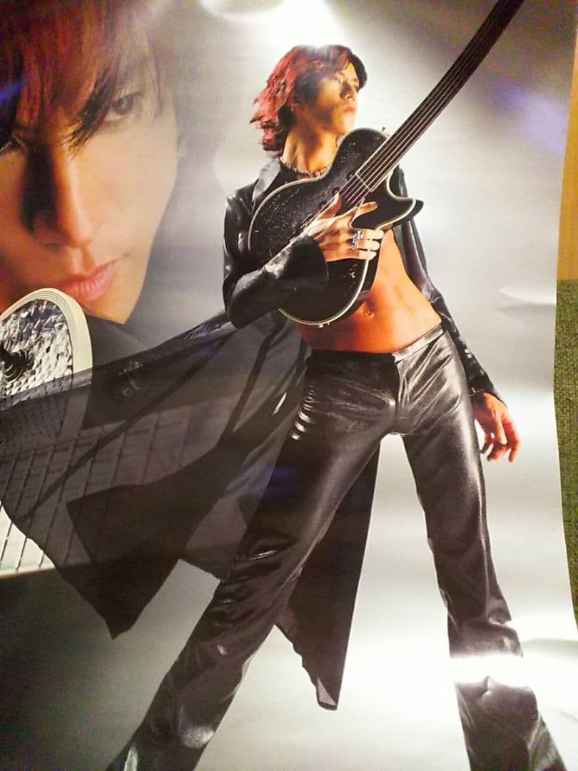 SUGIZO非売品ESP最高傑作ポスター革ジャケット革パン美ボディー腹筋ヘソ出し