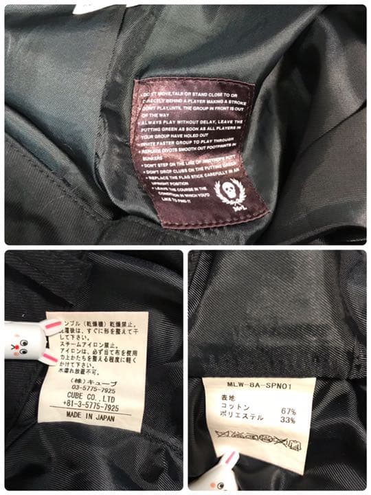 マークアンドロナ ゴルフスカート　キュロット　黒プリーツ スカル 日本製 S